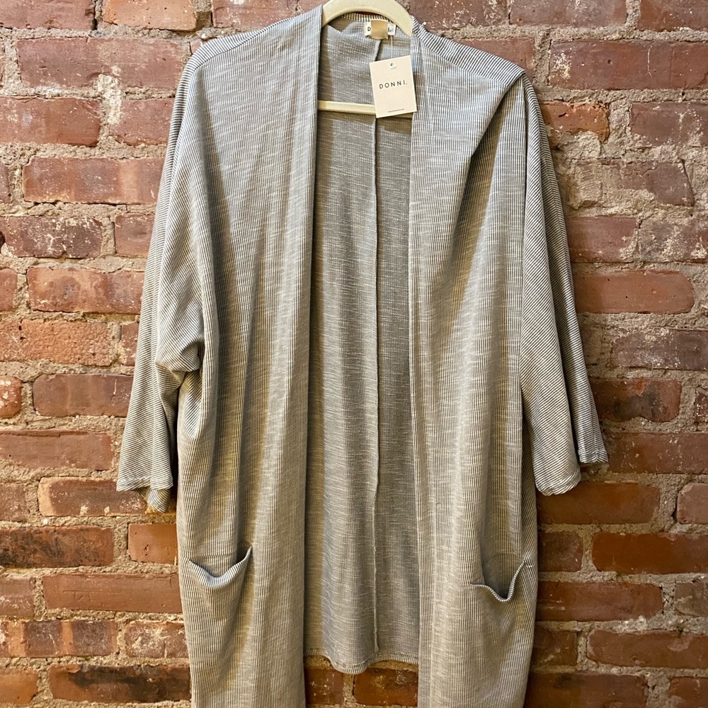 Donni Sandwashed Ribbed Cardigan with Pockets NWT